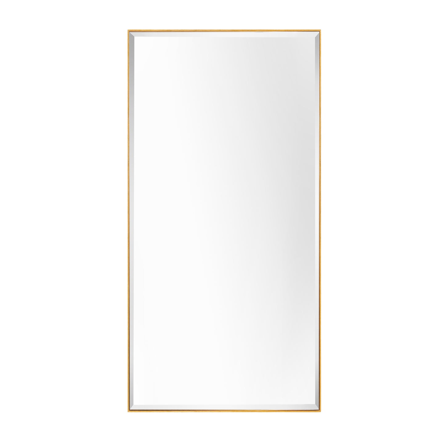 Reflections Sleek Modern 20x40" Gold Aluminum Framed Beveled Wall Mirror