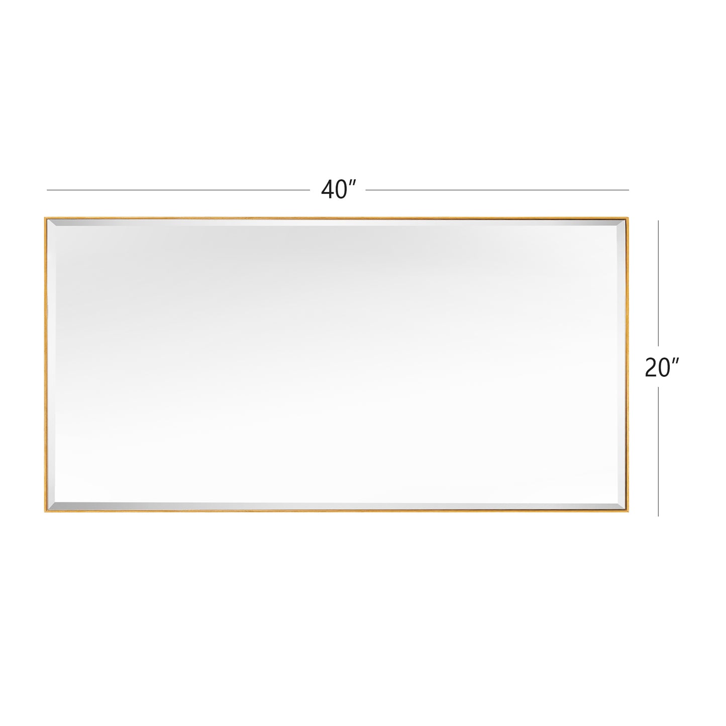 Reflections Sleek Modern 20x40" Gold Aluminum Framed Beveled Wall Mirror