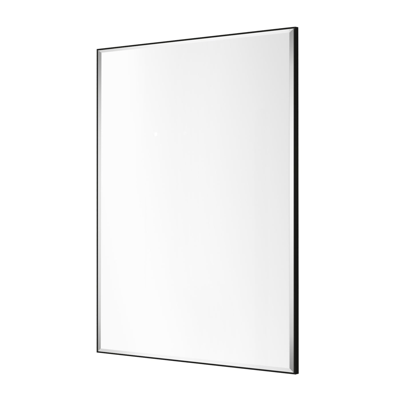 Reflections Sleek Modern 24x40" Black Aluminum Framed Beveled Wall Mirror