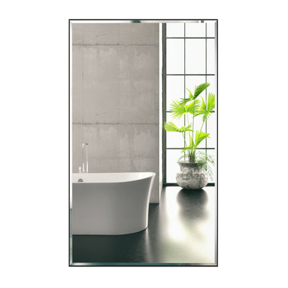 Reflections Sleek Modern 24x40" Black Aluminum Framed Beveled Wall Mirror