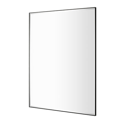 Reflections Sleek Modern 30x36" Black Aluminum Framed Beveled Wall Mirror