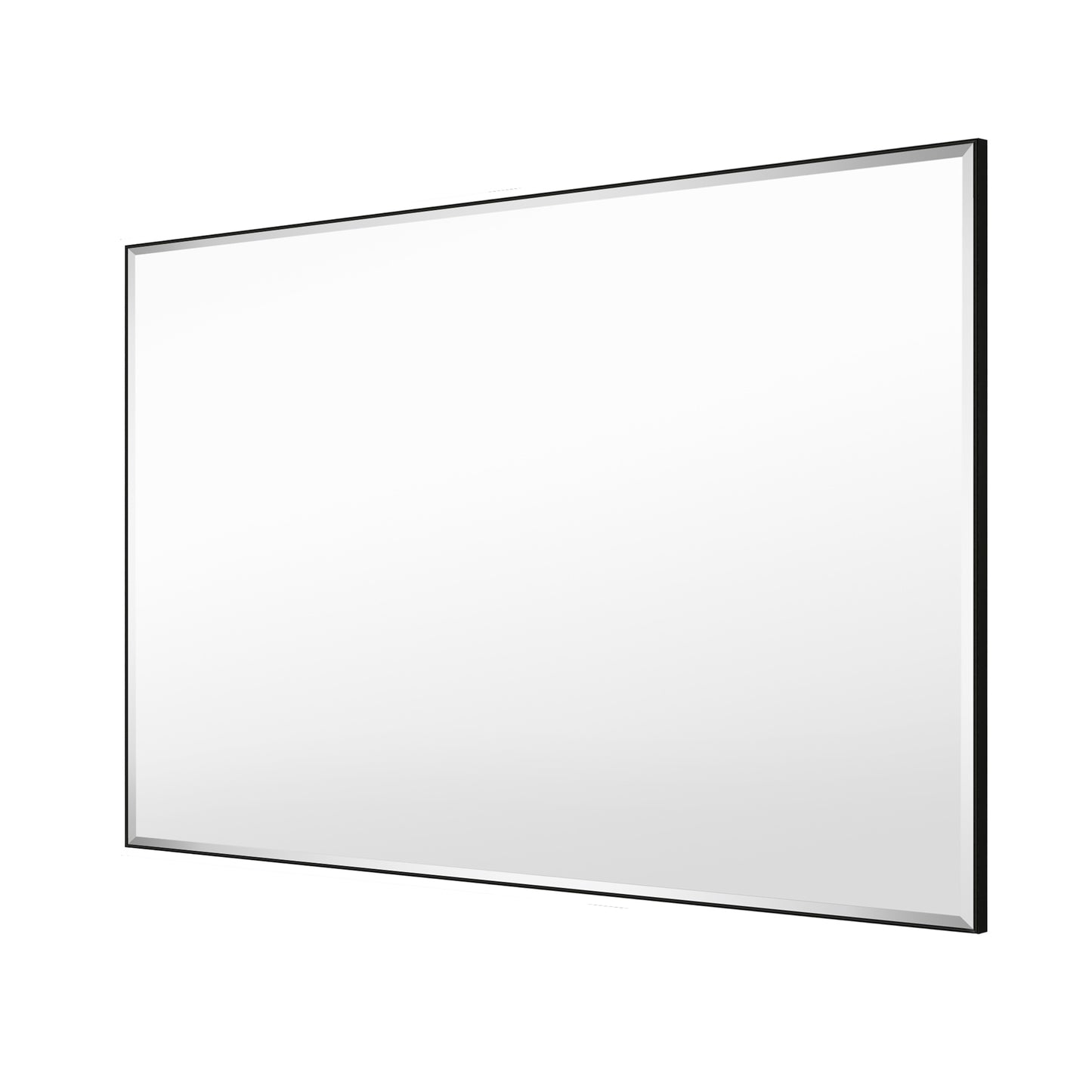 Reflections Sleek Modern 30x36" Black Aluminum Framed Beveled Wall Mirror