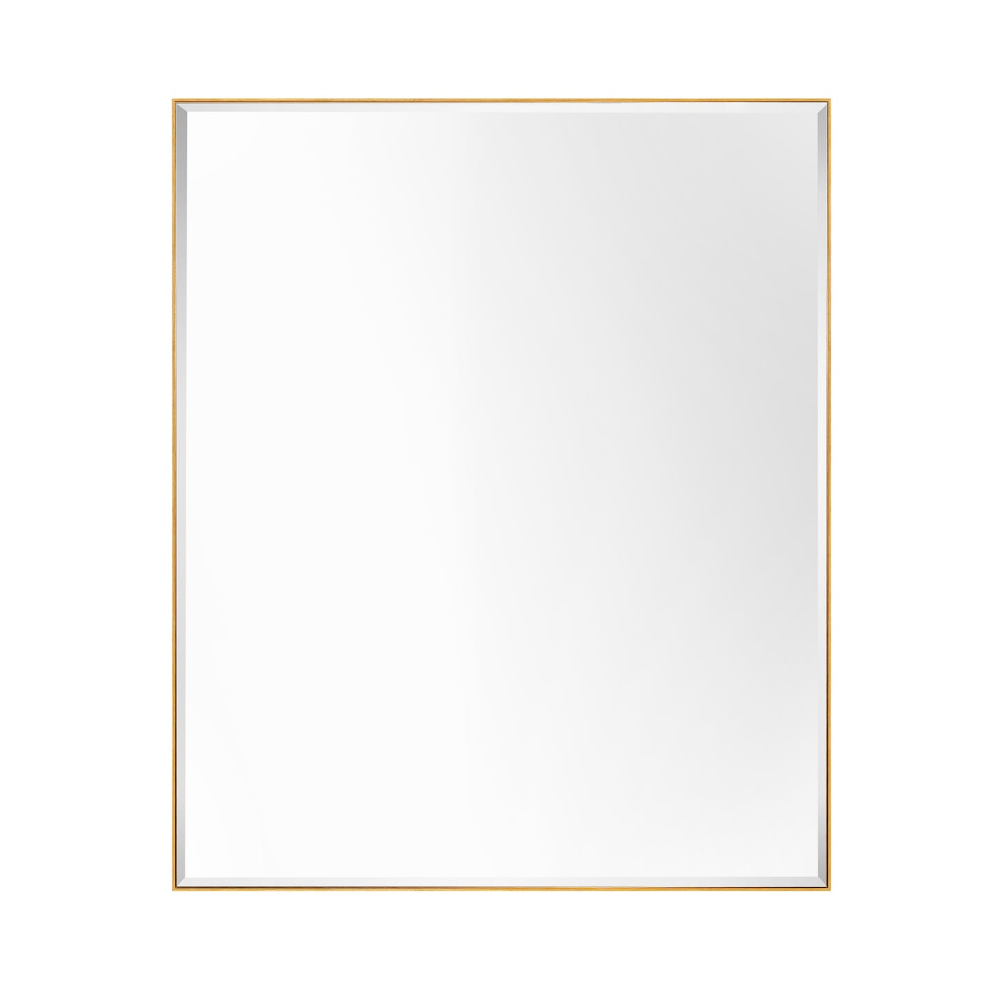 Reflections Sleek Modern 30x36" Gold Aluminum Framed Beveled Wall Mirror