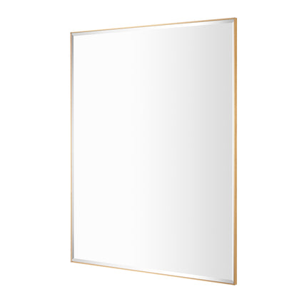 Reflections Sleek Modern 30x36" Gold Aluminum Framed Beveled Wall Mirror