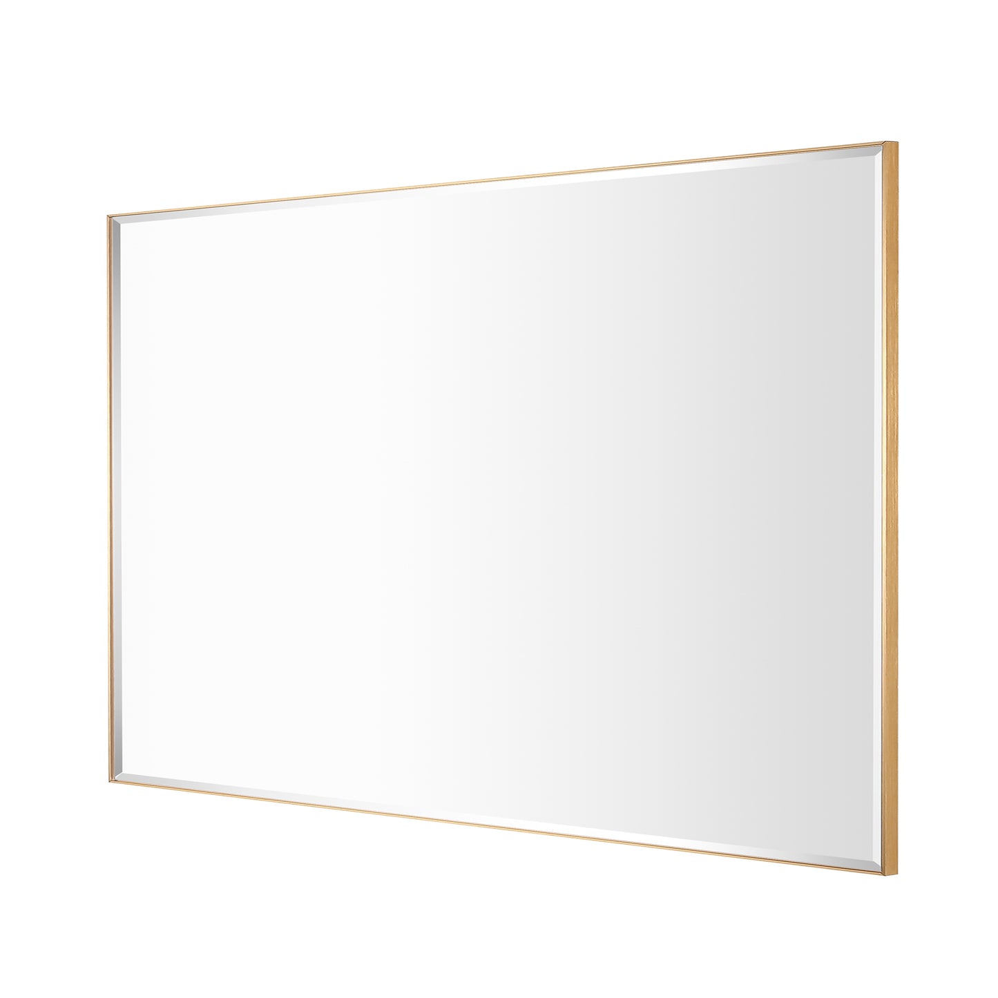 Reflections Sleek Modern 30x36" Gold Aluminum Framed Beveled Wall Mirror