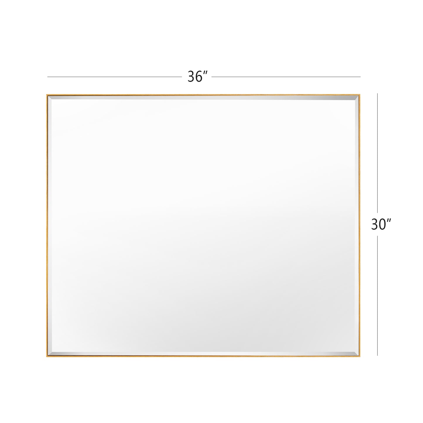 Reflections Sleek Modern 30x36" Gold Aluminum Framed Beveled Wall Mirror