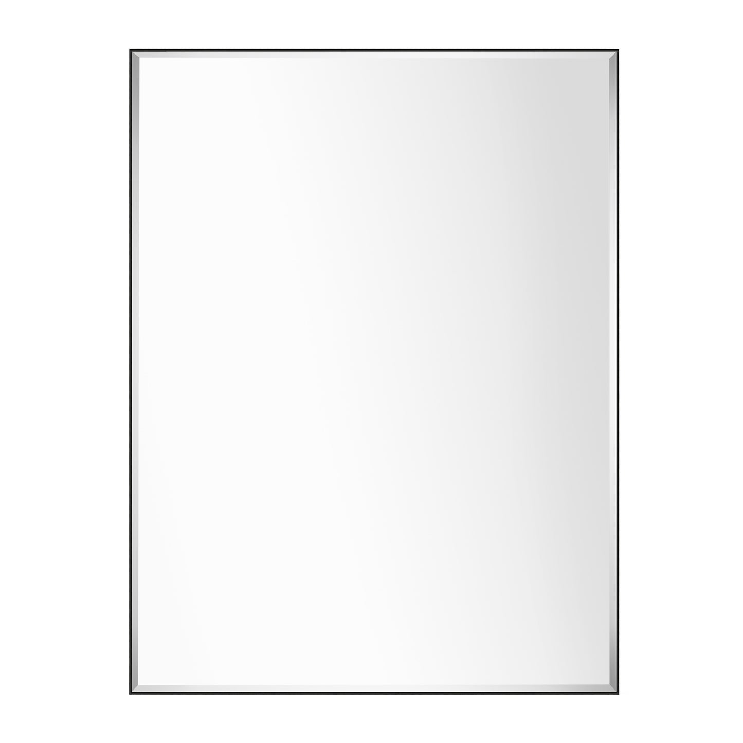 Reflections Sleek Modern 30x40" Black Aluminum Framed Beveled Wall Mirror