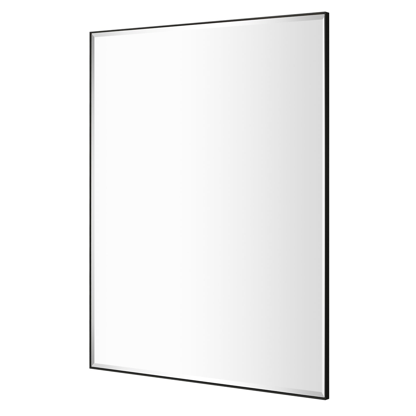 Reflections Sleek Modern 30x40" Black Aluminum Framed Beveled Wall Mirror