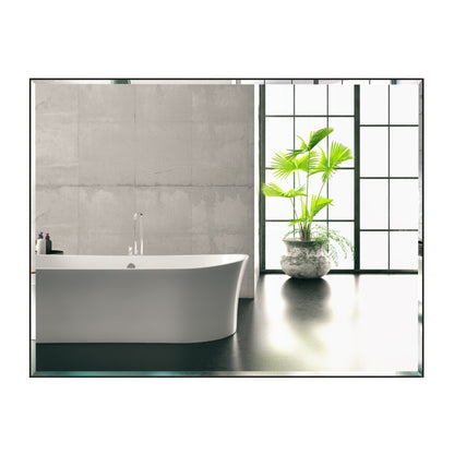 Reflections Sleek Modern 30x40" Black Aluminum Framed Beveled Wall Mirror