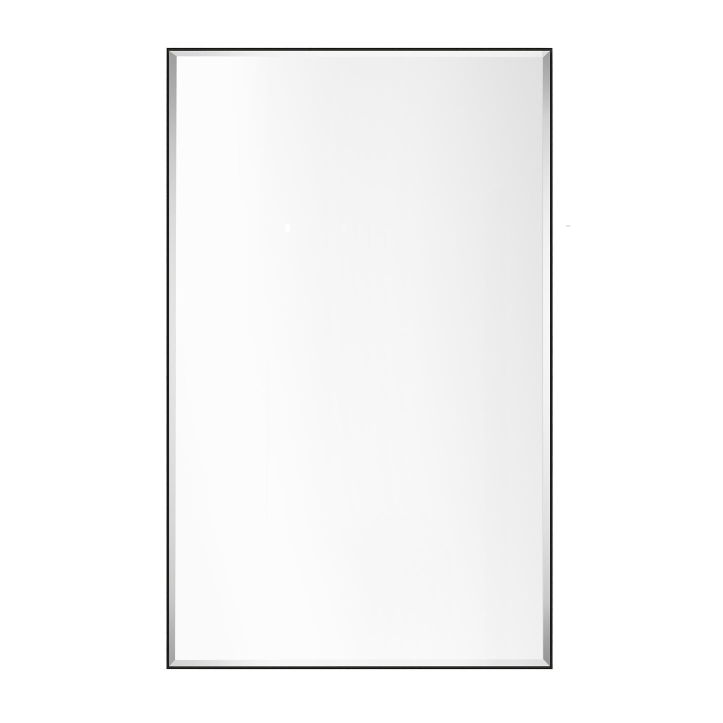 Reflections Sleek Modern 30x48" Black Aluminum Framed Beveled Wall Mirror