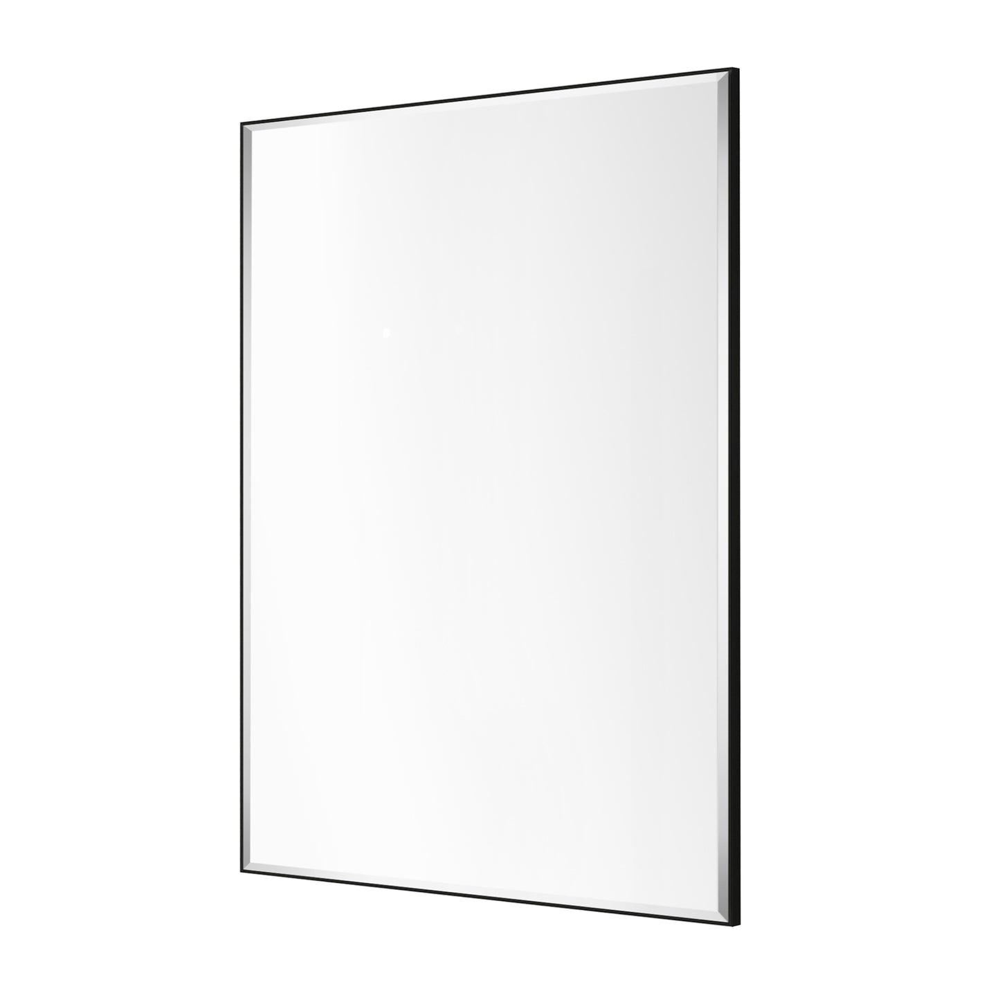 Reflections Sleek Modern 30x48" Black Aluminum Framed Beveled Wall Mirror