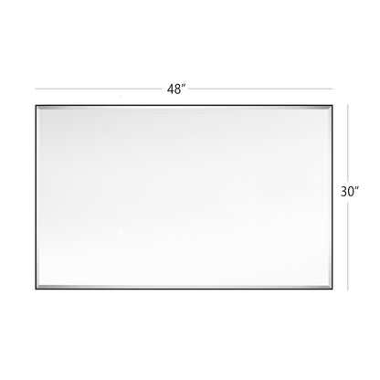 Reflections Sleek Modern 30x48" Black Aluminum Framed Beveled Wall Mirror