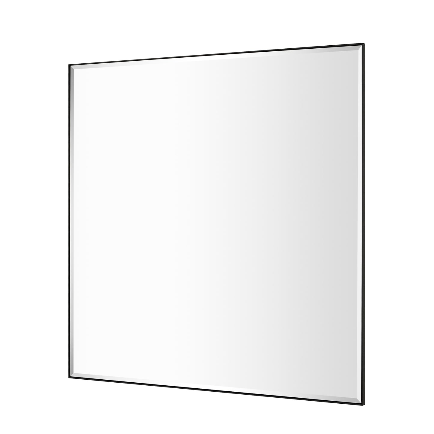 Reflections Sleek Modern 36x36" Black Aluminum Framed Beveled Wall Mirror