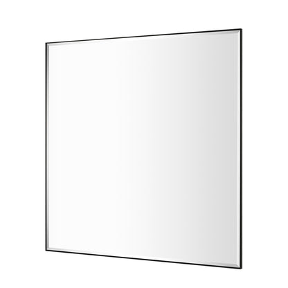 Reflections Sleek Modern 36x36" Black Aluminum Framed Beveled Wall Mirror