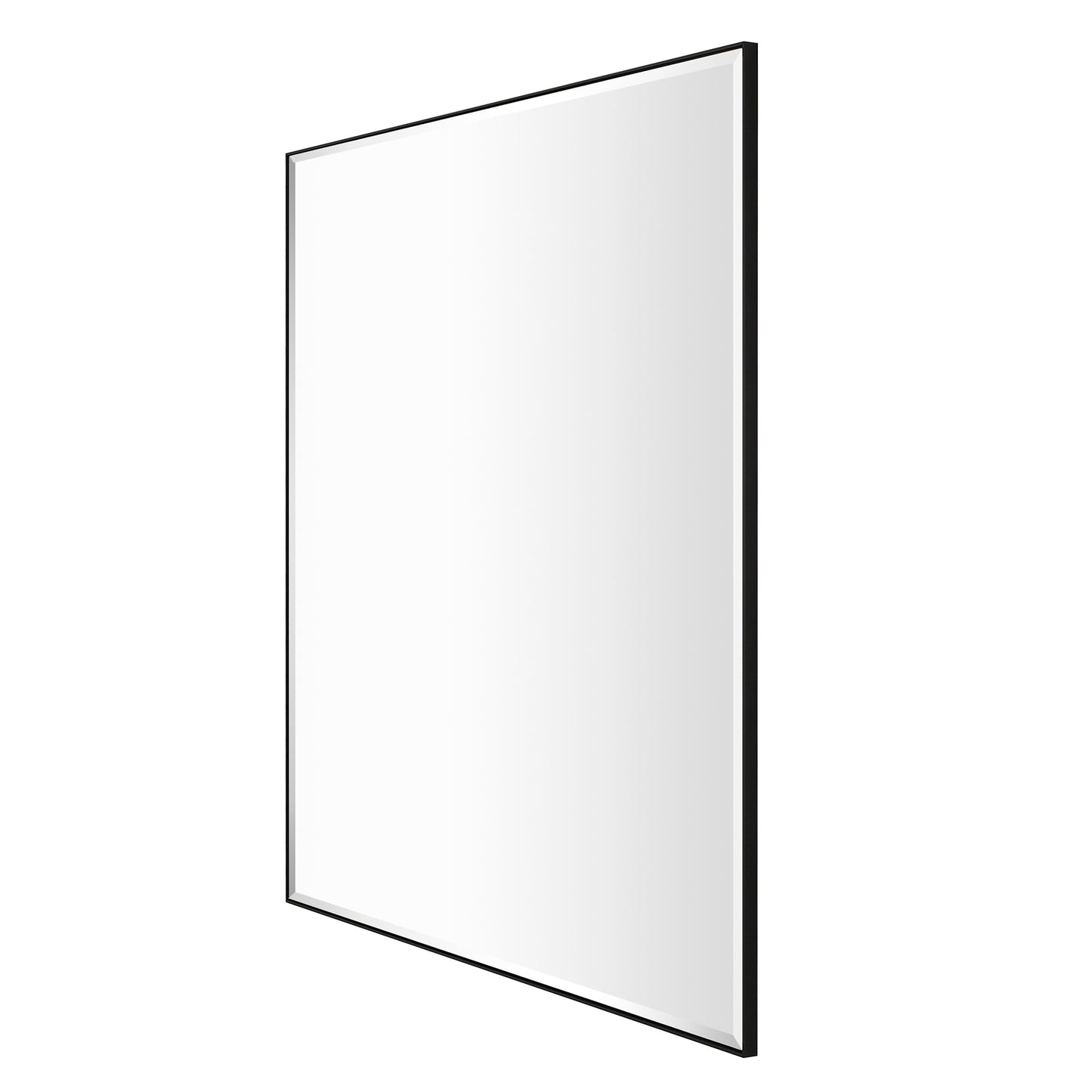 Reflections Sleek Modern 36x36" Black Aluminum Framed Beveled Wall Mirror