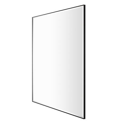 Reflections Sleek Modern 36x36" Black Aluminum Framed Beveled Wall Mirror