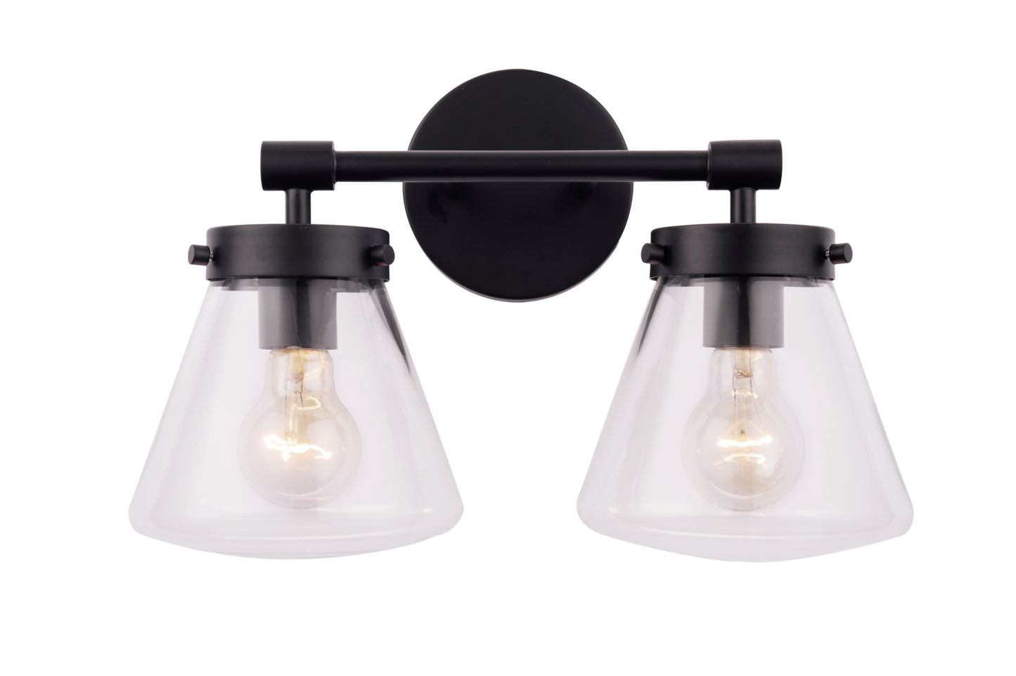 Gleam Modern Farmhouse 2-Light Black Vanity Light