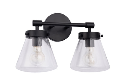 Gleam Modern Farmhouse 2-Light Black Vanity Light