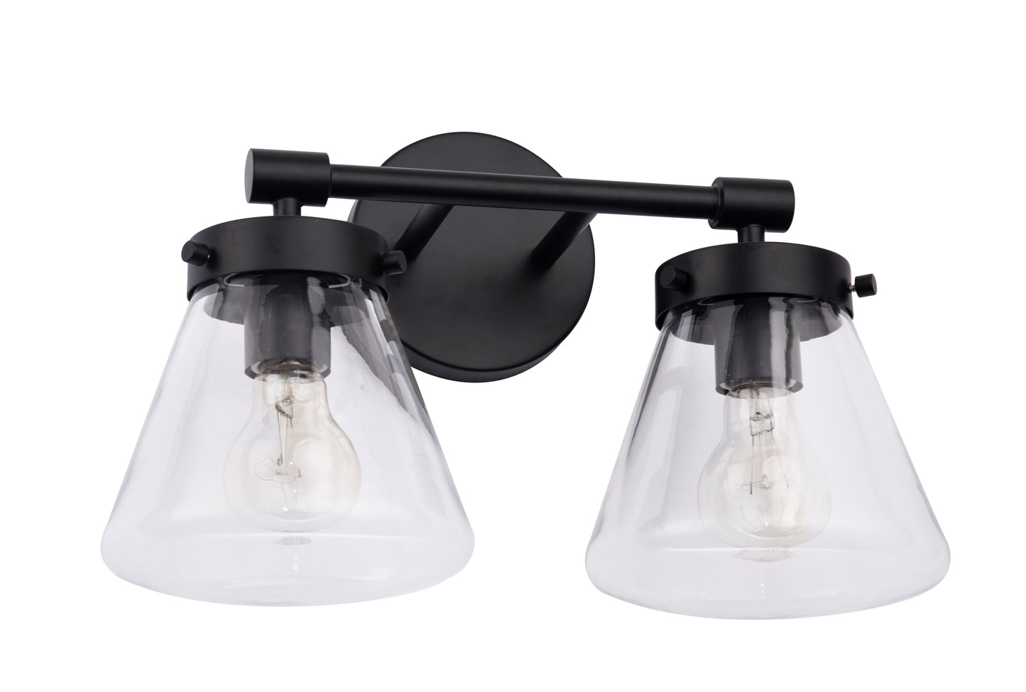 Gleam Modern Farmhouse 2-Light Black Vanity Light