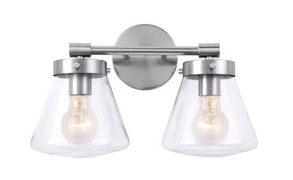 Gleam Modern Farmhouse 2-Light Nickel Vanity Light