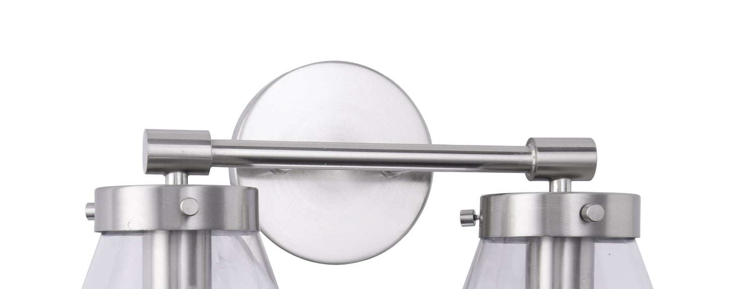 Gleam Modern Farmhouse 2-Light Nickel Vanity Light