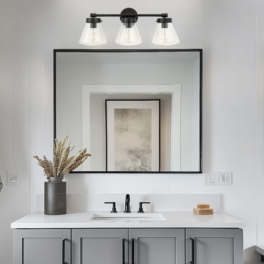 Gleam Modern Farmhouse 3-Light Black Vanity Light