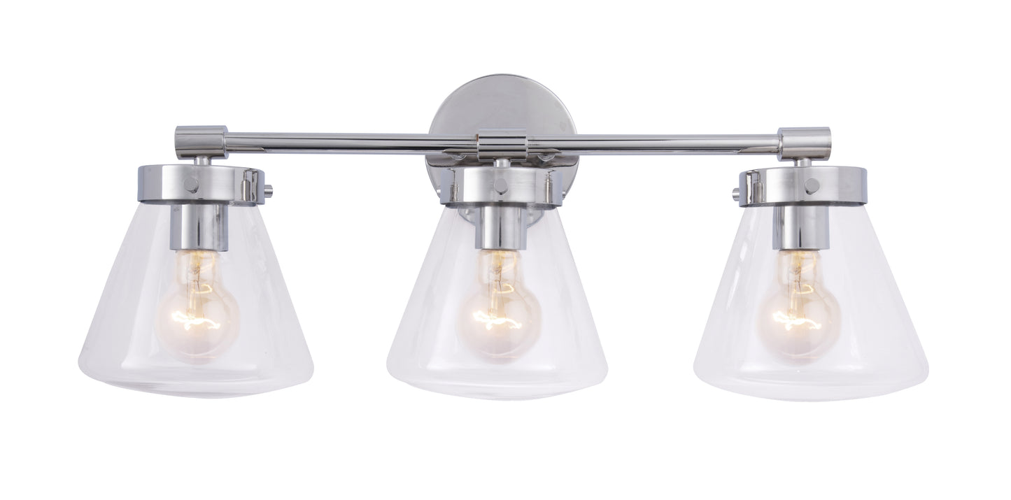 Gleam Modern Farmhouse 3-Light Nickel Vanity Light