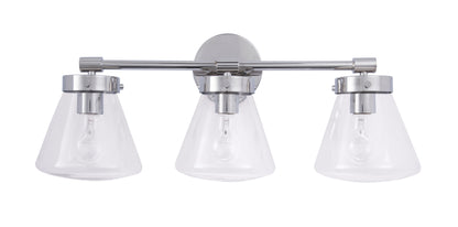 Gleam Modern Farmhouse 3-Light Nickel Vanity Light