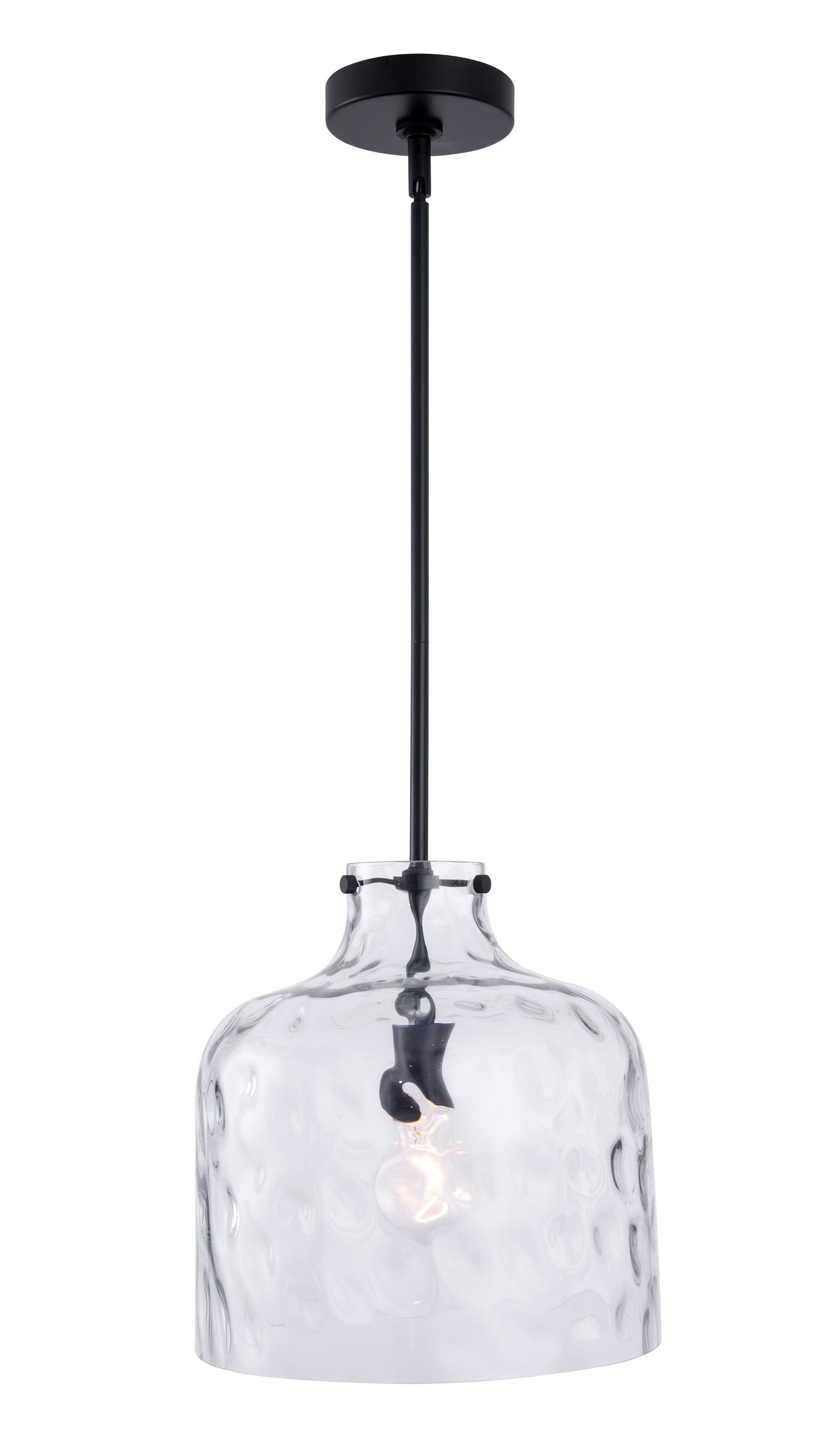 Kara Farmhouse 1-Light Textured Glass Black Pendant Light