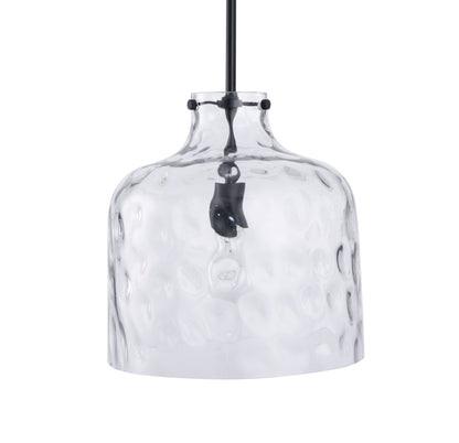 Kara Farmhouse 1-Light Textured Glass Black Pendant Light