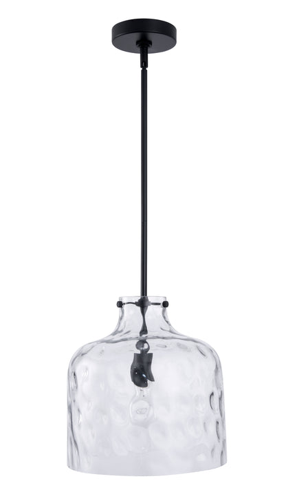 Kara Farmhouse 1-Light Textured Glass Black Pendant Light