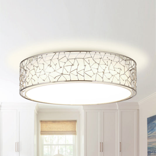 Lusteria 18" Silver Modern LED Flush Mount Ceiling Light