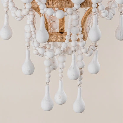 Lusteria 15" White 1-Light Beaded Tiered Farmhouse Chandelier