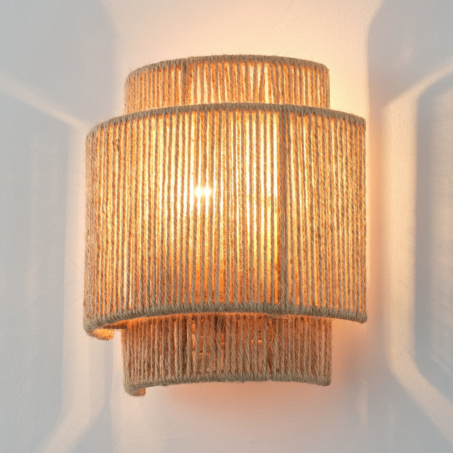 Lusteria 9" Boho Hand Woven Hemp Rope 1-Light Wall Sconce Light