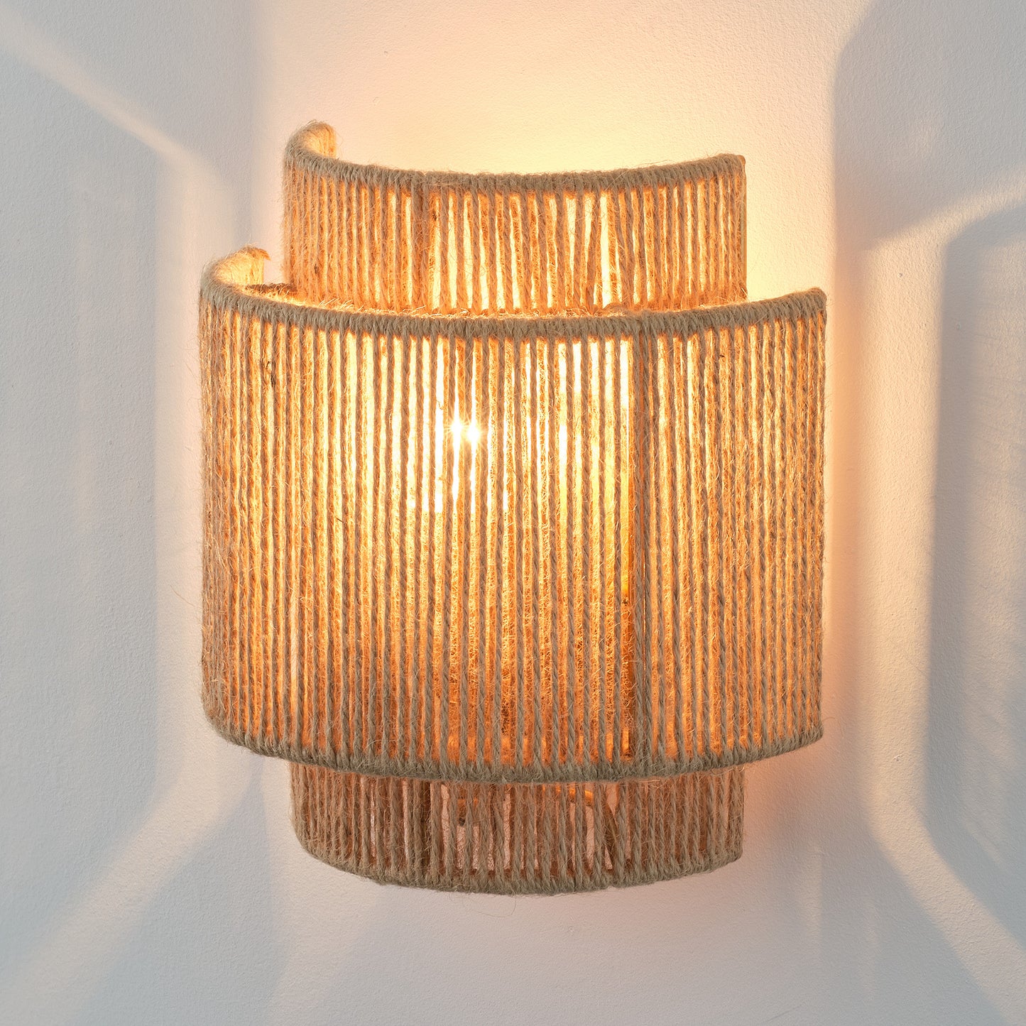 Lusteria 9" Boho Hand Woven Hemp Rope 1-Light Wall Sconce Light