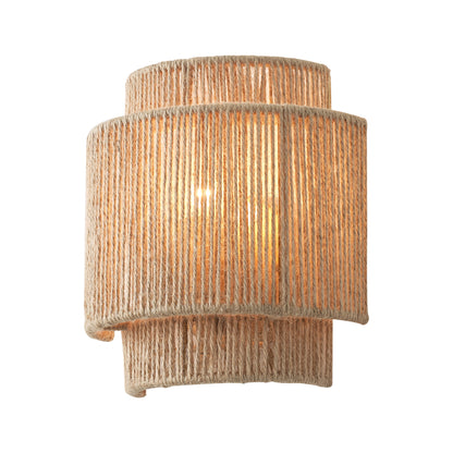 Lusteria 9" Boho Hand Woven Hemp Rope 1-Light Wall Sconce Light