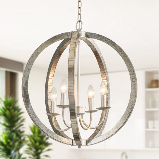 Lusteria 22" Farmhouse 4-Light Globe Geometric Chandelier