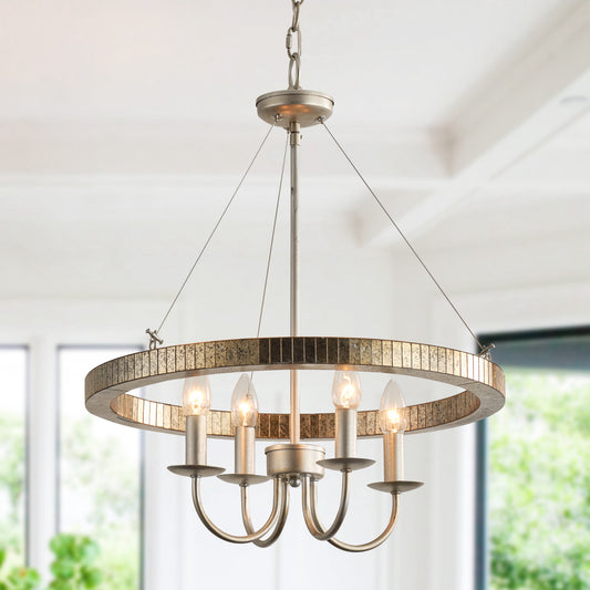 Lusteria 20" Wagon Wheel Farmhouse 4-Light Chandelier