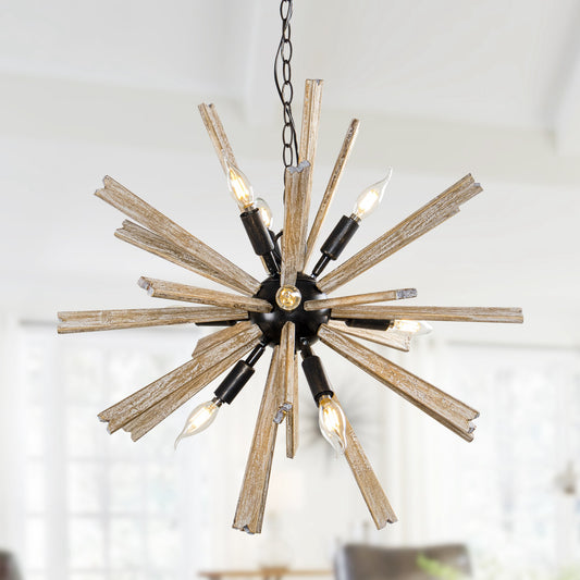 Lusteria 27" Rustic Black 9-Light Candlestick Sputnik Chandelier