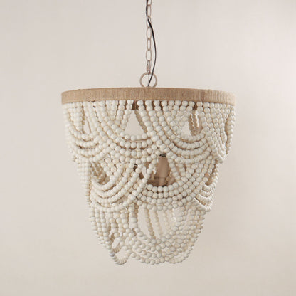 Lusteria 20" Wood Beaded 4-Light Tiered Boho Coastal Chandelier