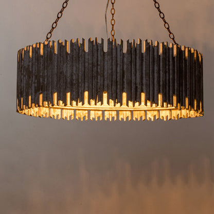 Lusteria 3-Light Natural Wooden Drum Farmhouse Chandelier