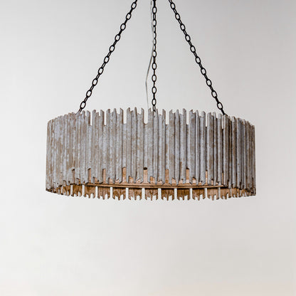 Lusteria 3-Light Natural Wooden Drum Farmhouse Chandelier