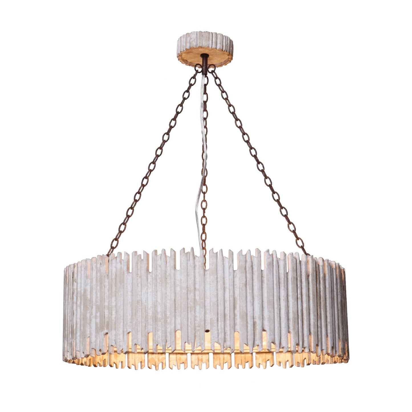 Lusteria 3-Light Natural Wooden Drum Farmhouse Chandelier