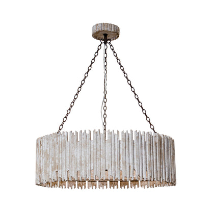 Lusteria 3-Light Natural Wooden Drum Farmhouse Chandelier