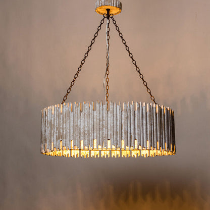 Lusteria 3-Light Natural Wooden Drum Farmhouse Chandelier