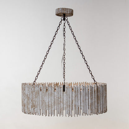 Lusteria 3-Light Natural Wooden Drum Farmhouse Chandelier