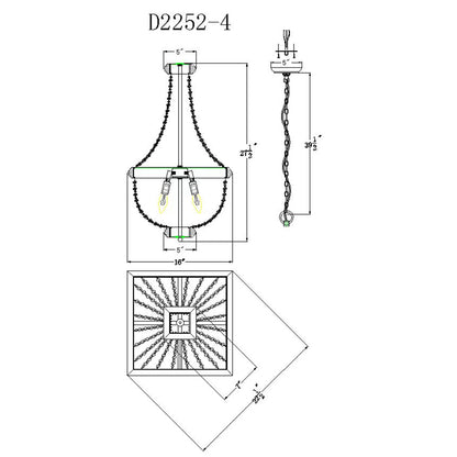 Lusteria 4-Light Wood Bead Farmhouse Candle Style Chandelier