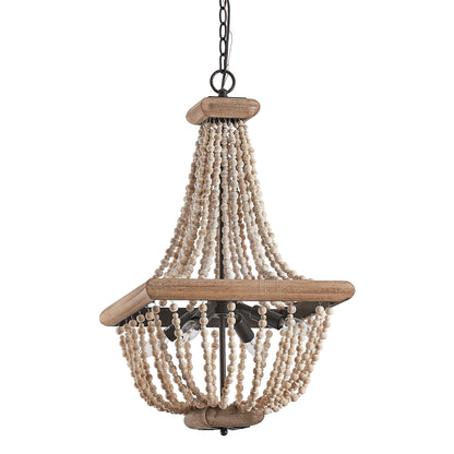 Lusteria 4-Light Wood Bead Farmhouse Candle Style Chandelier