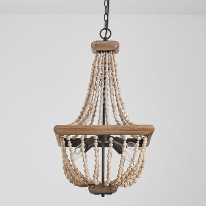 Lusteria 4-Light Wood Bead Farmhouse Candle Style Chandelier