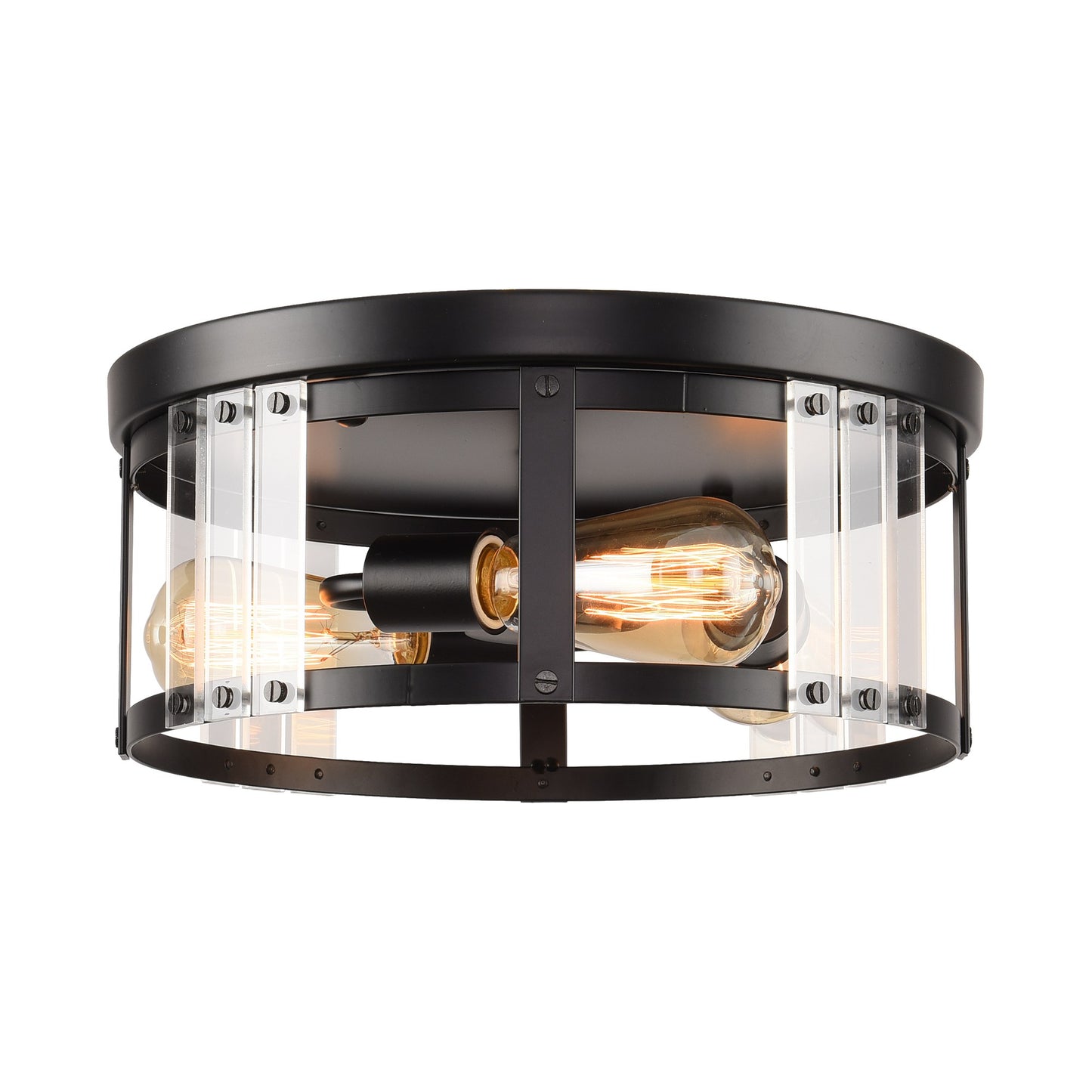 Lusteria Black 3-Light Modern Farmhouse Flush Mount Ceiling Light